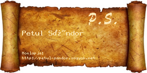 Petul Sándor névjegykártya